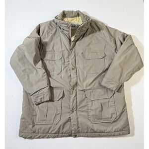 Vintage 70s Mens Woolrich Insulated Field Coat Jacket Beige Tan XL Workwear USA